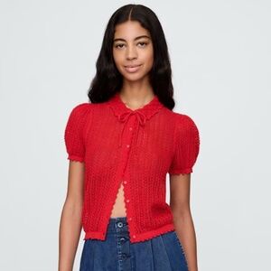 Gap × DÔEN Linen-Blend Cardigan Red Light size S